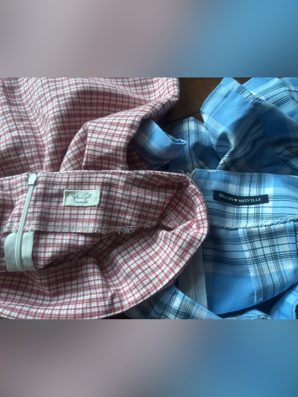 Brandy Melville Red Plaid & Blue Plaid Mini Skirts - Picture 3 of 5